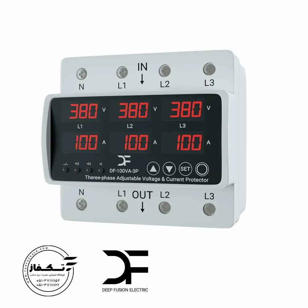 محافظ سه فاز ولتاژ و جریان 100 آمپری دیپ فیوژن (380V) (کنترل فاز و بار سه فاز)